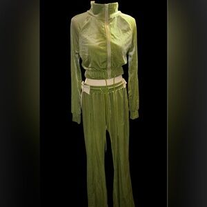 SHEIN Light Green Lounge Set with Zip-Up